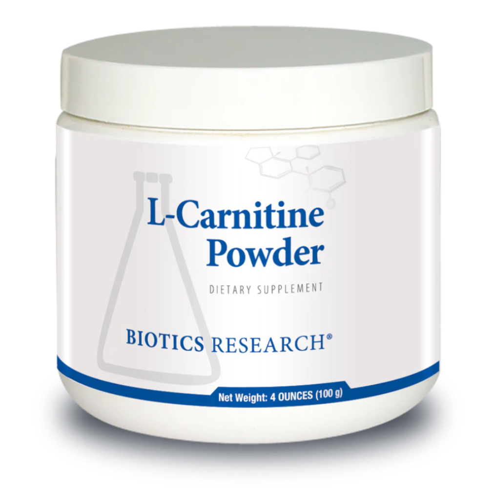 L-Carnitine Powder container by Biotics Research - energy and metabolism amino acid supplement