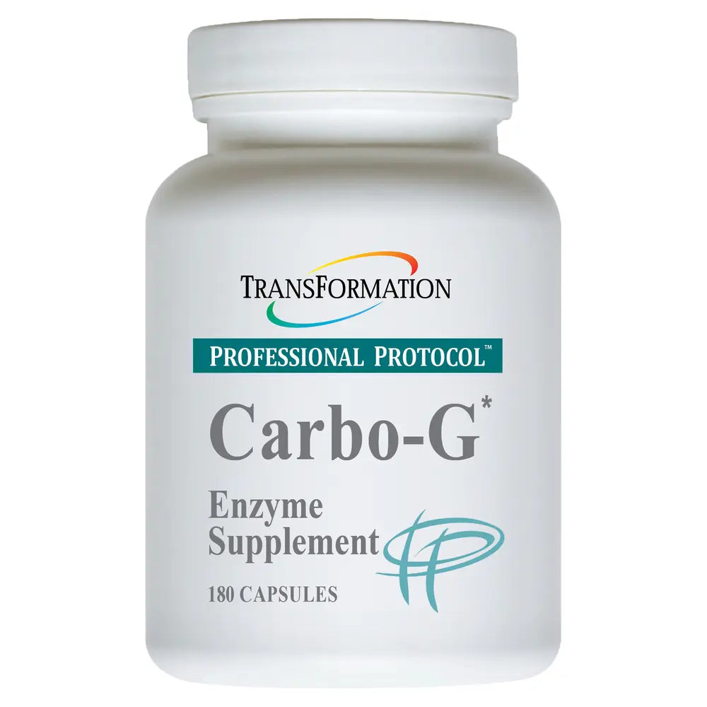 Carbo-G supplement bottle by Transformation Enzymes - carbohydrate digestive enzyme formula