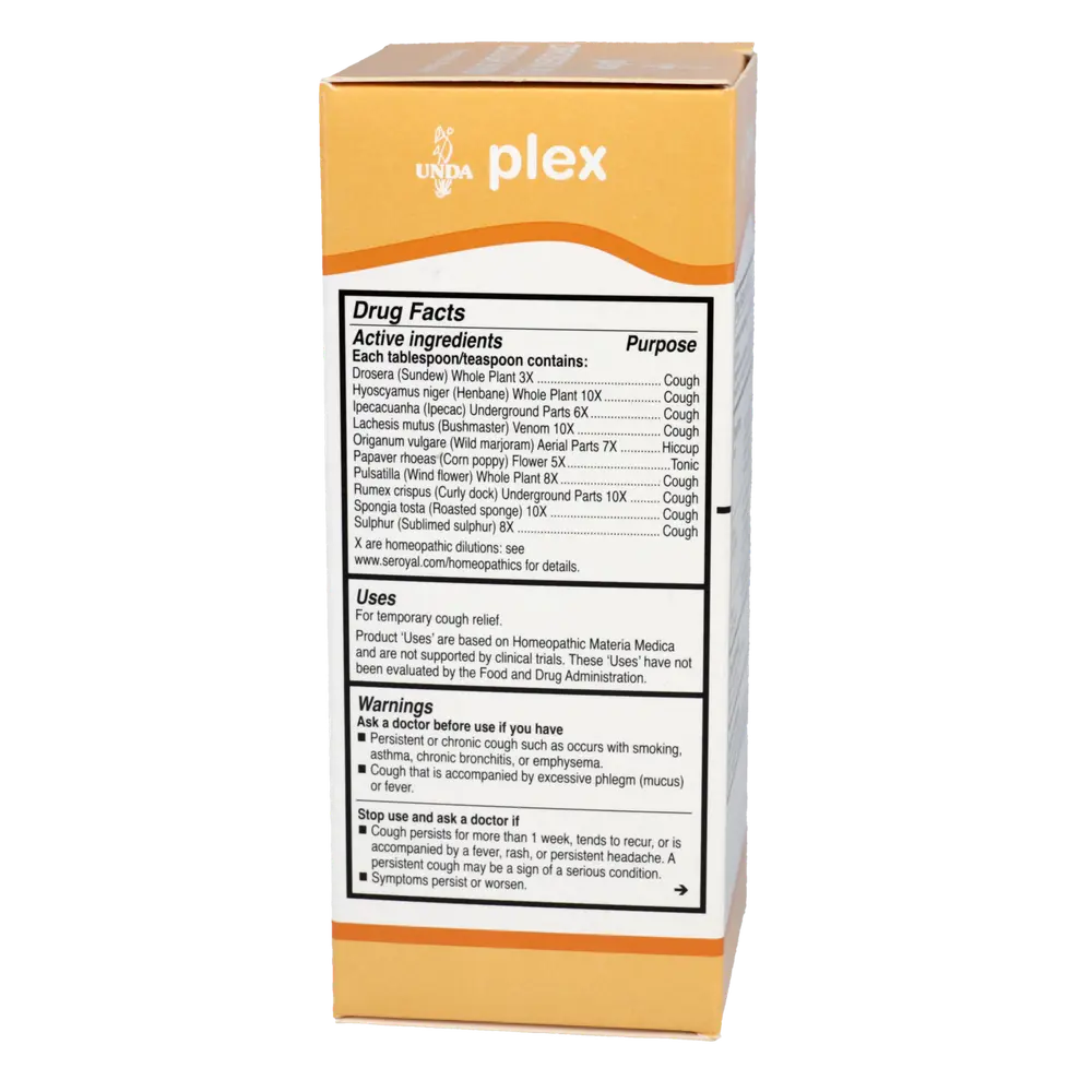 : Drosera Plex Cough Syrup bottle by Seroyal - natural homeopathic cough relief