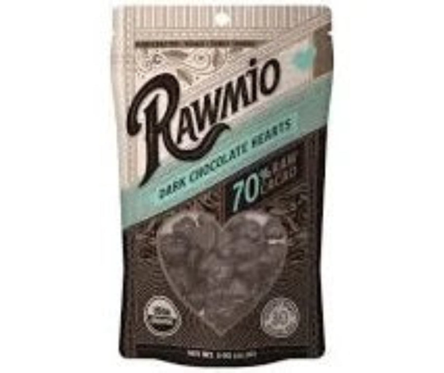 Rawmio organic raw dark chocolate hearts - vegan stone-ground fair trade cacao treats