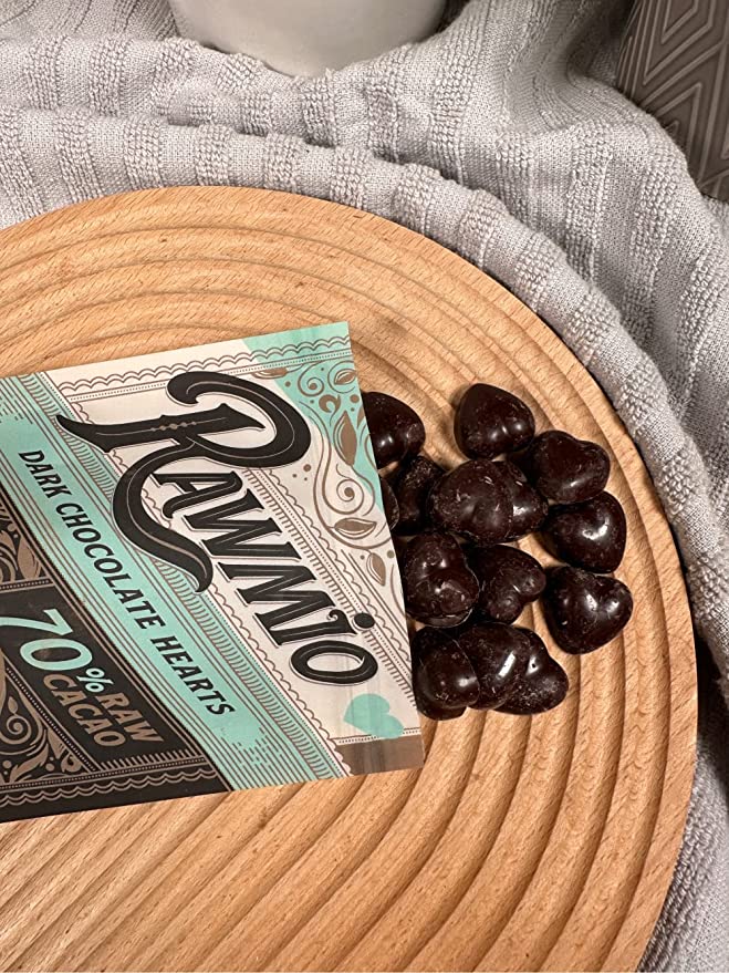 Rawmio organic raw dark chocolate hearts - vegan stone-ground fair trade cacao treats