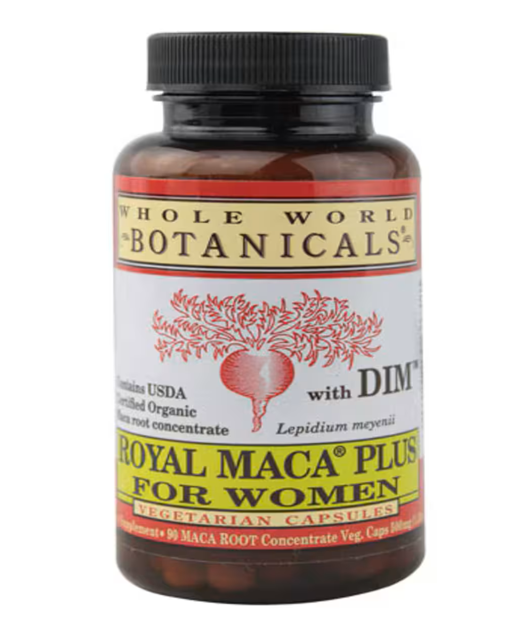 Royal Maca Plus DIM hormonal balance support supplement bottle