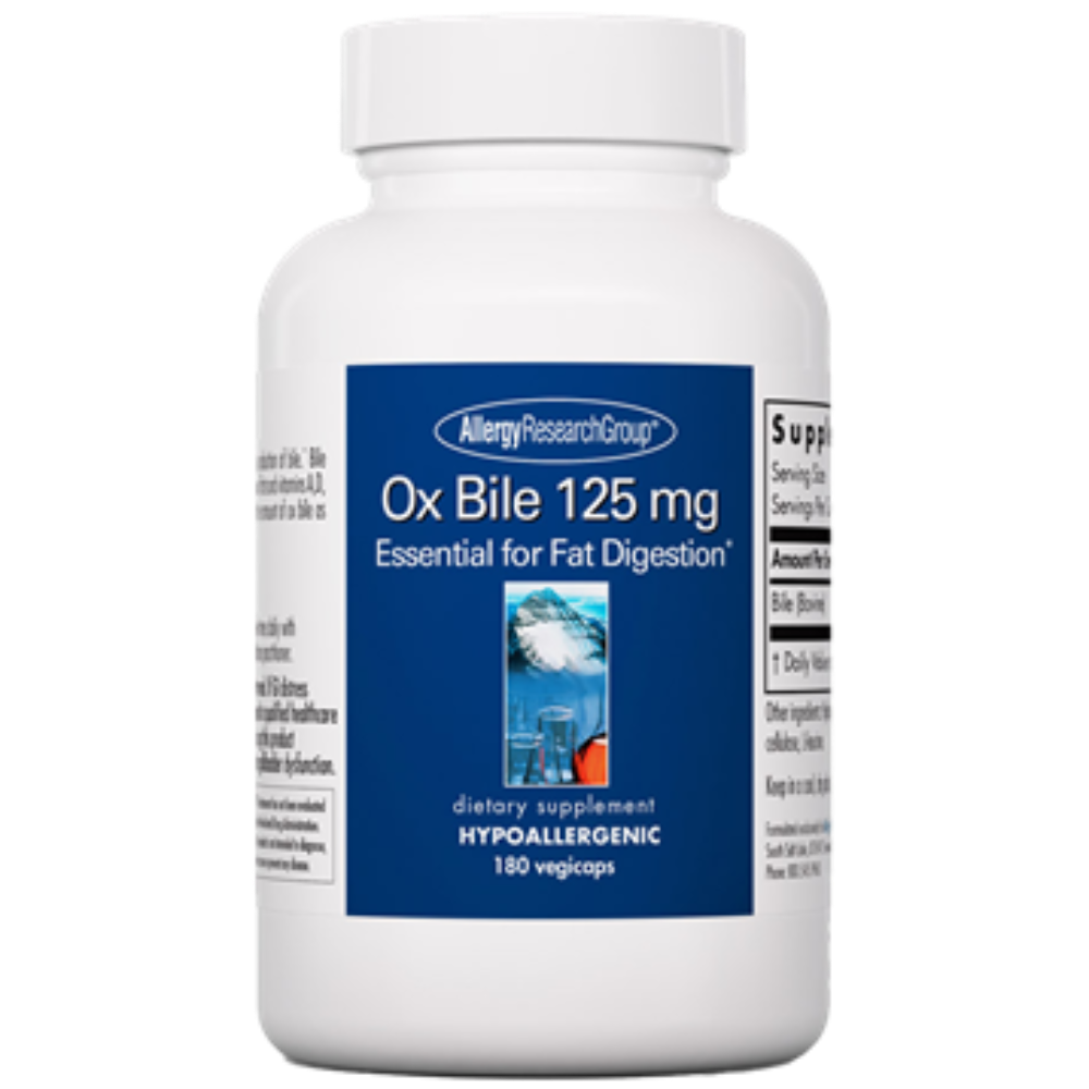 Ox Bile 125mg capsules for fat digestion and liver support by Allergy Research Group