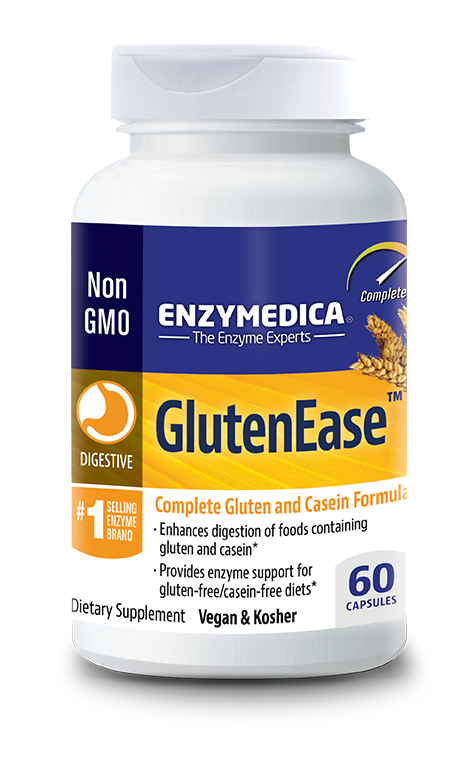 GlutenEase Extra Strength DPP-IV enzyme formula bottle by Enzymedica