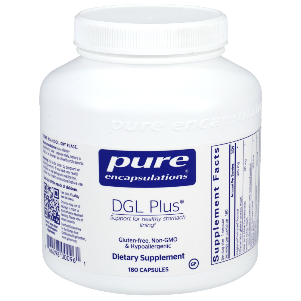 DGL Plus 180 capsules bottle licorice root extract supplement