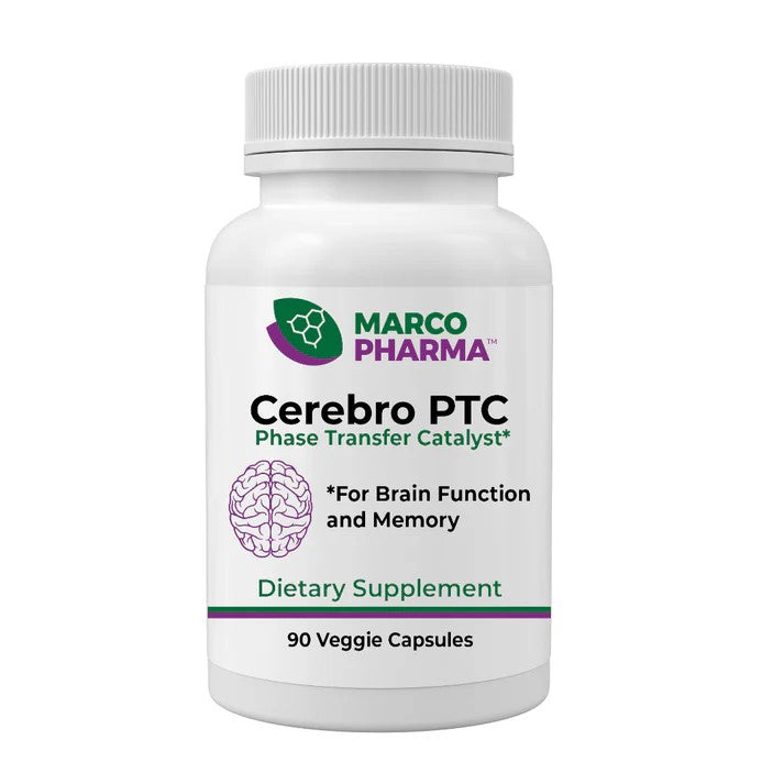 Cerebro PTC brain health supplement bottle with 90 vegetarian capsules for cognitive support and mental clarity