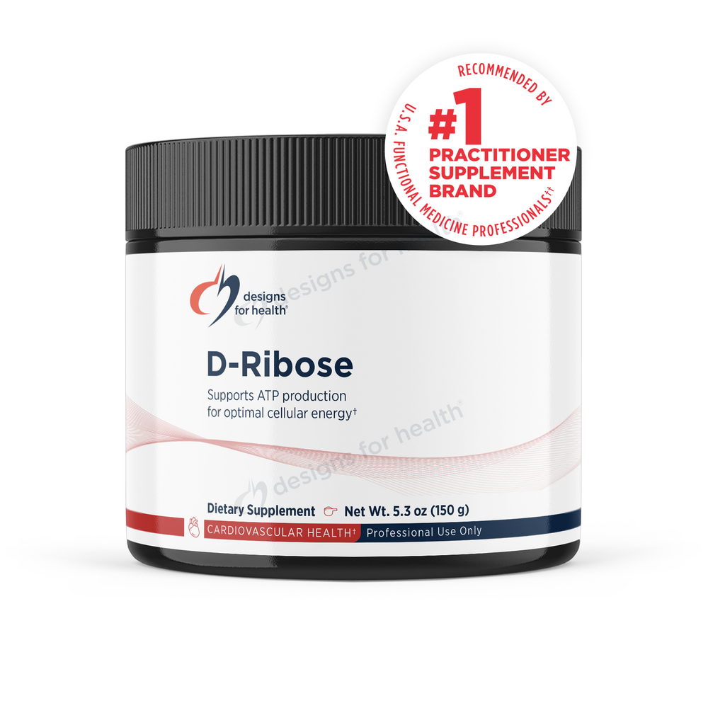 D-Ribose powder supplement container 150g for ATP energy production, cardiovascular health, and athletic performance support