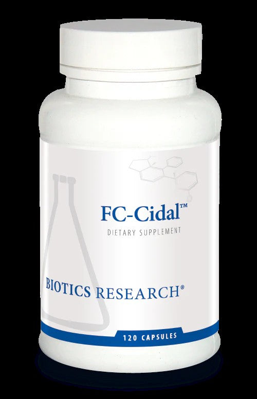 FC-Cidal herbal supplement bottle - 60 capsules for GI health and microbial balance by Biotics Research