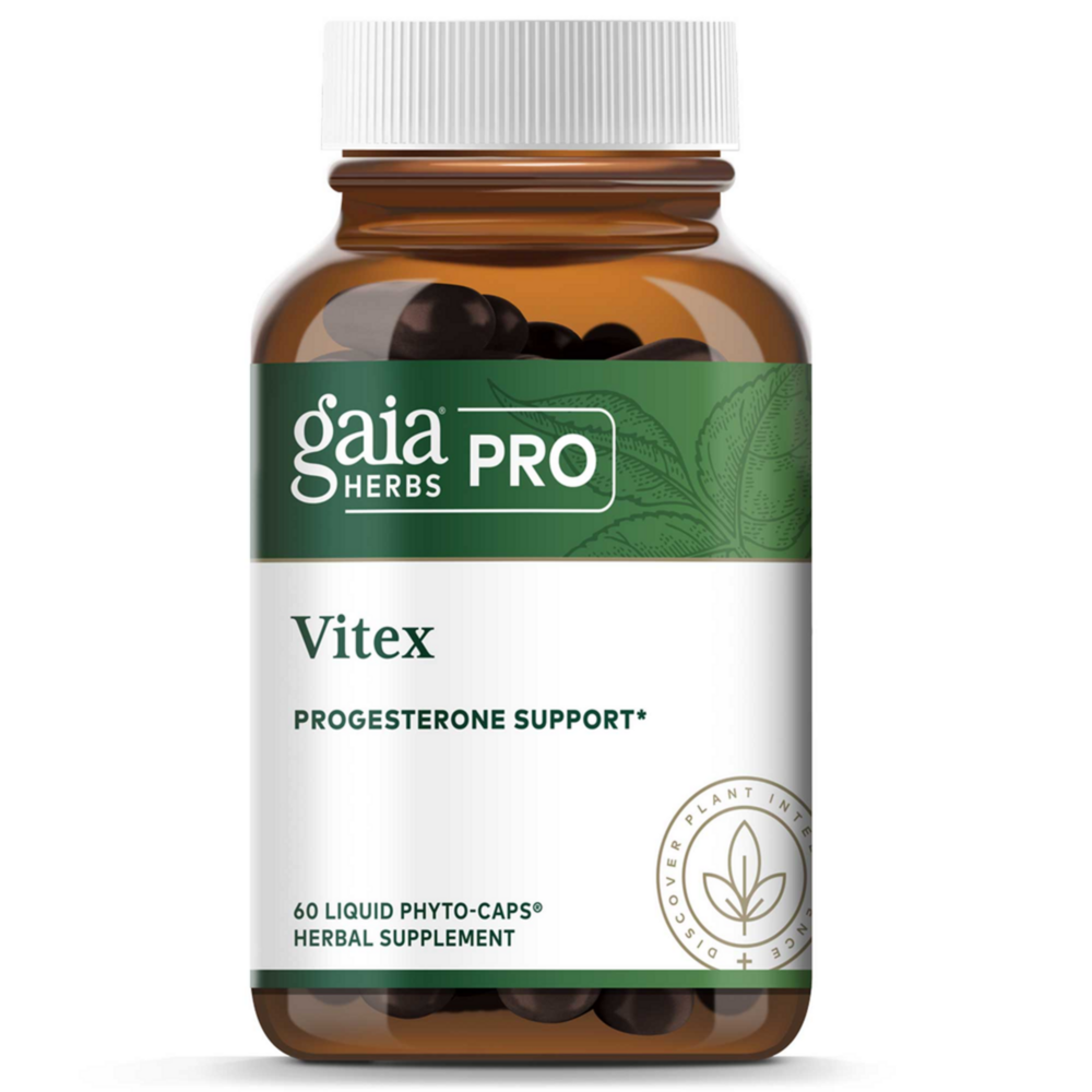 Vitex PRO organic chaste tree berry extract supplement bottle - 1000mg vegan capsules for women's hormone balance and menstrual support by Gaia Herbs