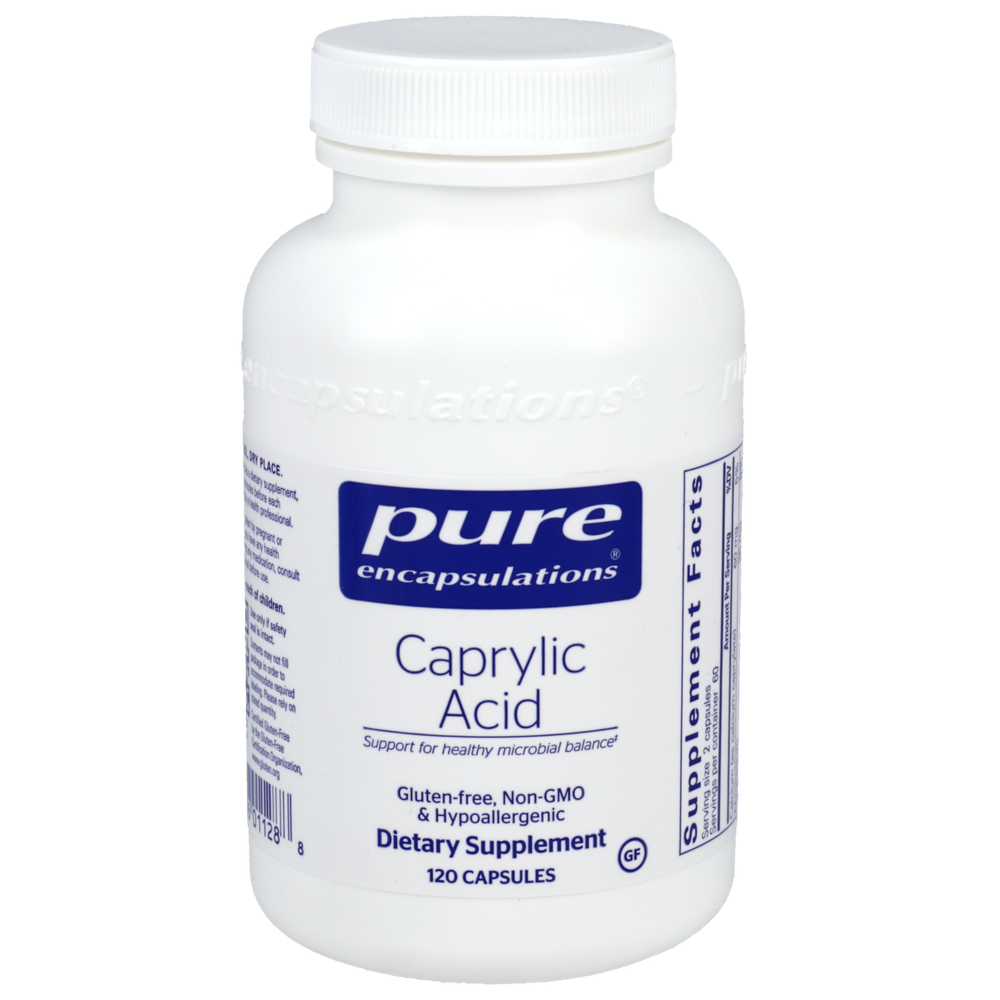 Caprylic Acid 400mg - 120 vegetarian capsules bottle for digestive health and immune support