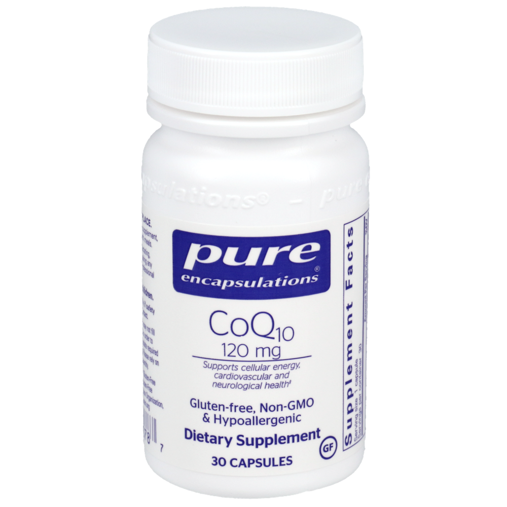 CoQ10 120mg vegetarian capsules bottle - cardiovascular support and cellular energy supplement with natural trans-isomer fermented formula