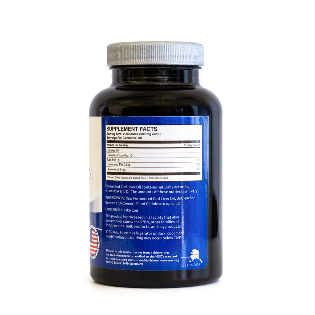 Fermented Cod Liver Oil - High Vitamin A & D - 120 Capsules